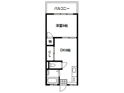 中野第二コーポ(1DK/11階)の間取り写真