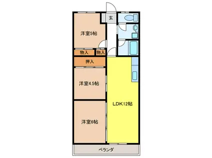 ウヌマタウンC(3LDK/1階)の間取り写真