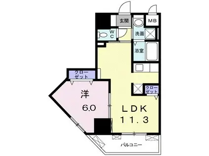 サン ガーデン(1LDK/11階)の間取り写真