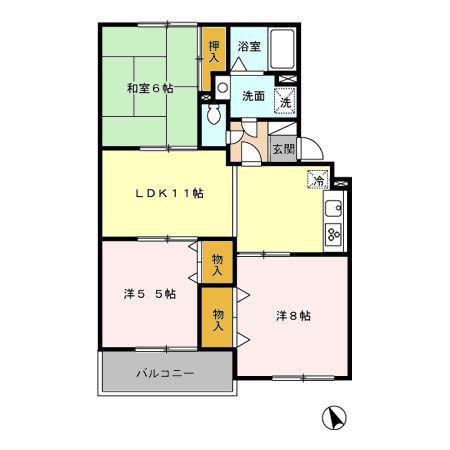 ロイトンI(3LDK/2階)の間取り写真
