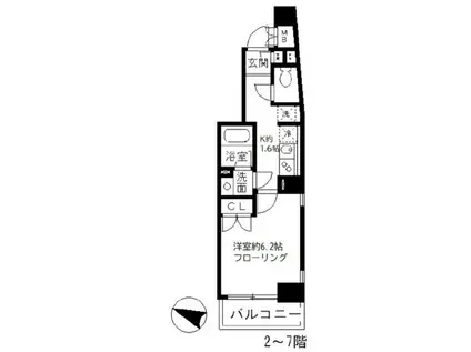プルナス森下(1K/6階)の間取り写真