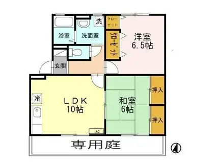 セレッソ原口(2LDK/1階)の間取り写真