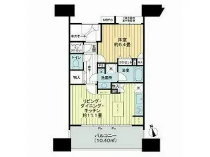 ライオンズステーションプラザ溝の口セントラルアベニュー(1LDK/11階)の間取り写真