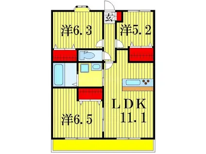 TRINITY(3LDK/1階)の間取り写真