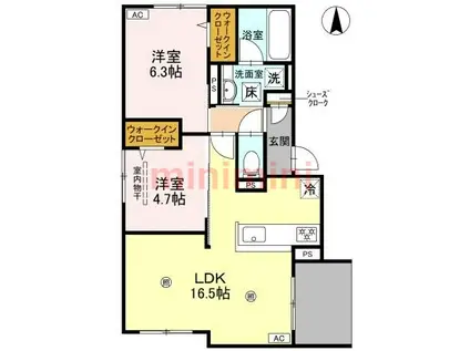 D-RESIDENCE南茨木(2LDK/3階)の間取り写真