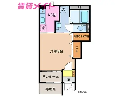エストメールIII(1K/1階)の間取り写真