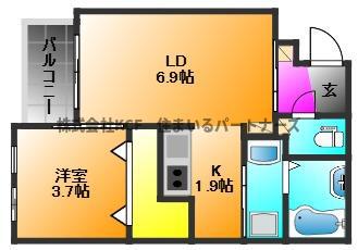 CHERIM西鉄久留米IV(1LDK/1階)の間取り写真