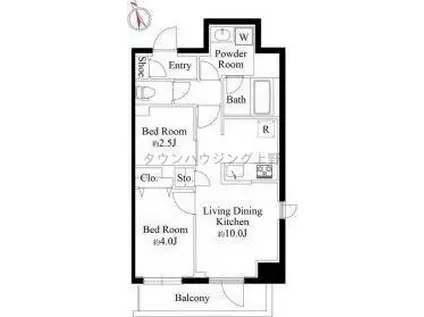 グランパセオ浅草橋II(2LDK/2階)の間取り写真