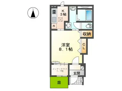 SERENOIII(1K/1階)の間取り写真