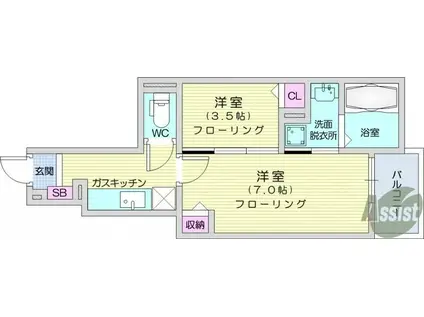 シティライフ(1SK/1階)の間取り写真