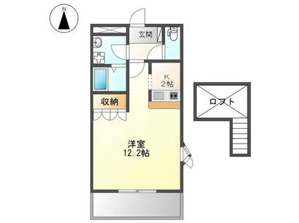 アシュランス(1K/2階)の間取り写真
