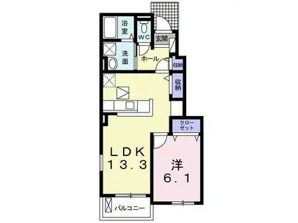 ジェルメ VII(1LDK/1階)の間取り写真