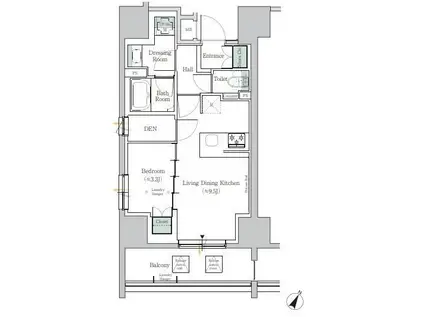 ONE ROOF RESIDENCE TAMACHI(1LDK/9階)の間取り写真