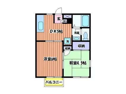 フジミグリーンホーム(2DK/2階)の間取り写真