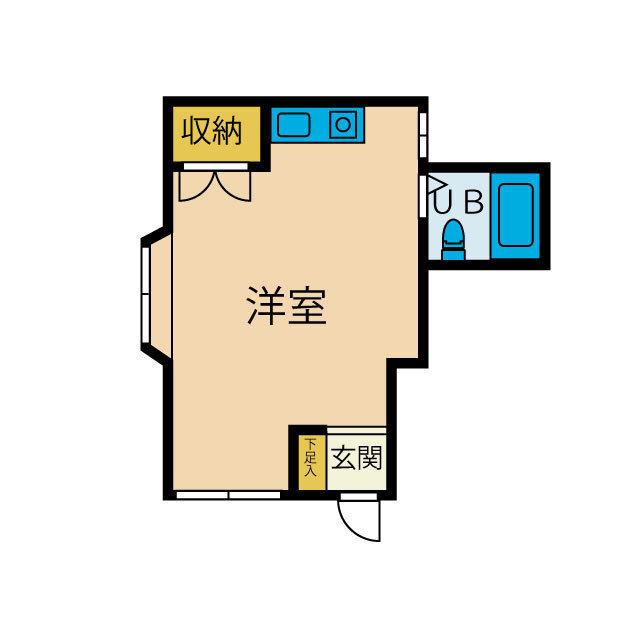 松枝サンハイツ(ワンルーム/2階)の間取り写真