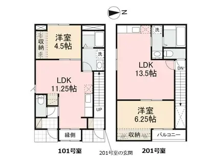 セレクトテラス・ウエスト(1LDK/2階)の間取り写真