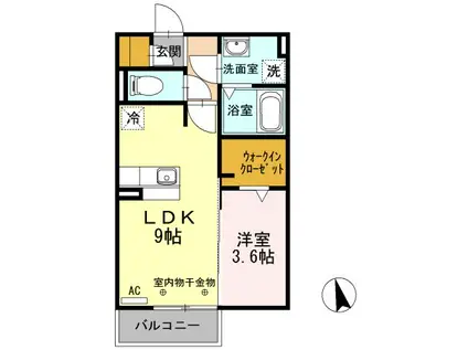 ピーノ・グランデ(1LDK/2階)の間取り写真