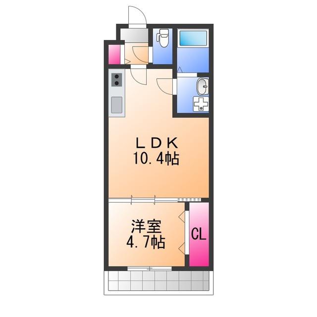 TKアンバーコート浜寺III(1LDK/2階)の間取り写真