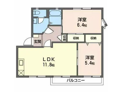 フレグランス牛川(2LDK/2階)の間取り写真