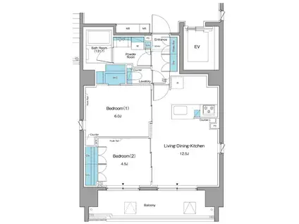 LEFOND PROGRES蔵前ナチュール(2LDK/12階)の間取り写真