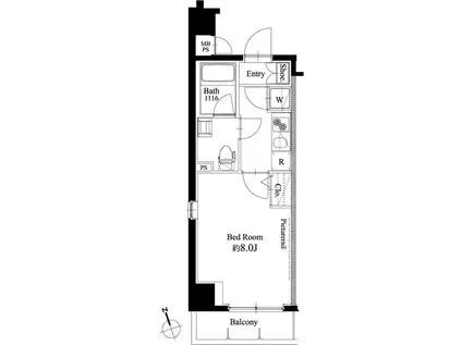レグゼ東京ノース(1K/9階)の間取り写真