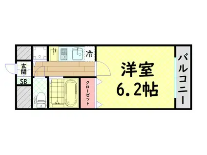 ライジングコート岸里玉出駅前(1K/3階)の間取り写真