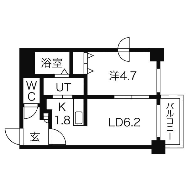 シュクル医大南(1LDK/3階)の間取り写真
