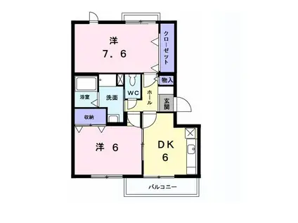 モナステール弐番館(2DK/1階)の間取り写真