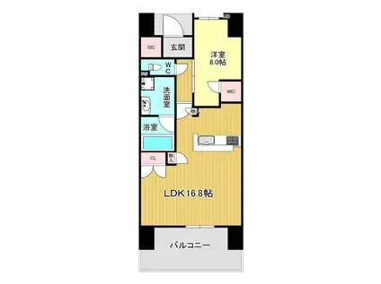 ヴェリテ金剛ルネクロスサイト(1LDK/15階)の間取り写真