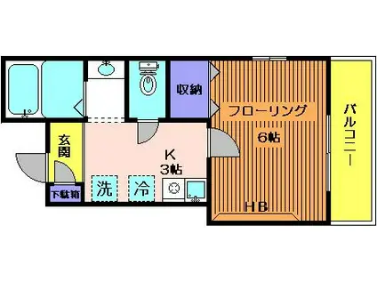 グリーンヒルズ柿の木坂(1K/2階)の間取り写真