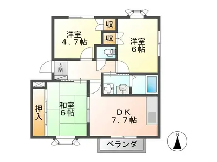 レヴンワースA(3DK/1階)の間取り写真