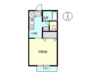 フォレスト桑野A(1K/2階)の間取り写真