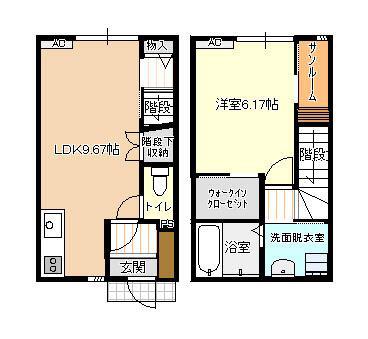 ビオラ古定塚A棟(1LDK/1階)の間取り写真