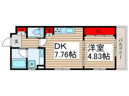 グレーシア南行徳(1DK/2階)の間取り写真