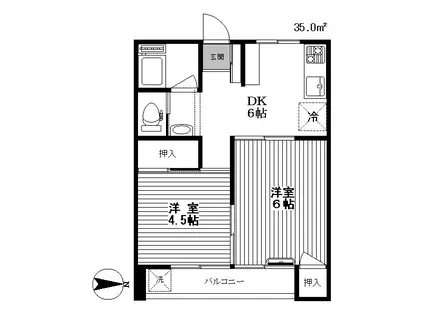 双美ビル(2DK/2階)の間取り写真