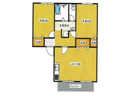 パークハイム南花田C棟(2LDK/1階)の間取り写真