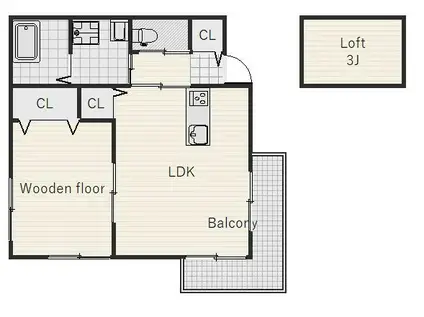 アドバンス唐津西(1LDK/2階)の間取り写真