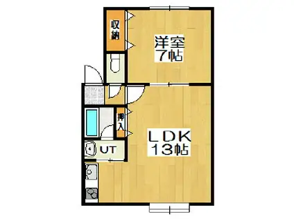 Mハイツ東町2(1LDK/1階)の間取り写真