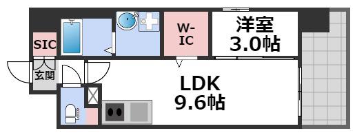 リヴェント難波サウス(1LDK/5階)の間取り写真