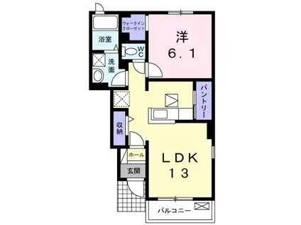 フェンテKIII(1LDK/1階)の間取り写真