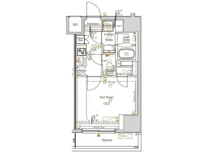 シーネクス王子(1K/8階)の間取り写真