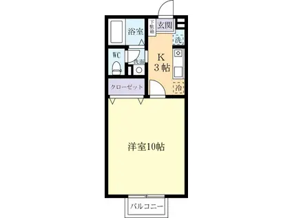 グレイスヴィラ B棟(1K/1階)の間取り写真