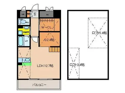 アムールルッソ(1SLDK/4階)の間取り写真