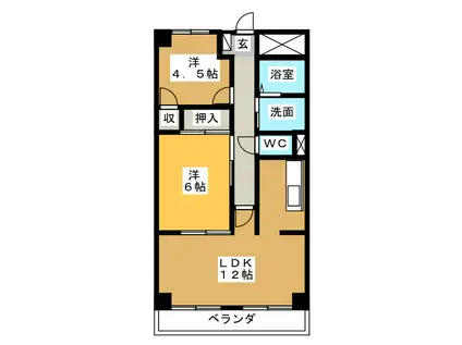 アーバンコア南浜田(2LDK/1階)の間取り写真