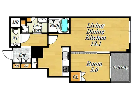 堂島 ザ・レジデンス マークタワー(1LDK/4階)の間取り写真