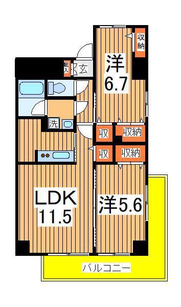 ラシュールフィリア(2LDK/6階)の間取り写真