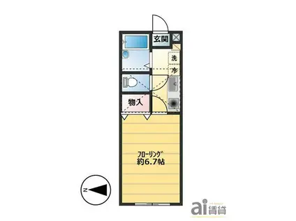 スカイコート・ミレ(1K/1階)の間取り写真