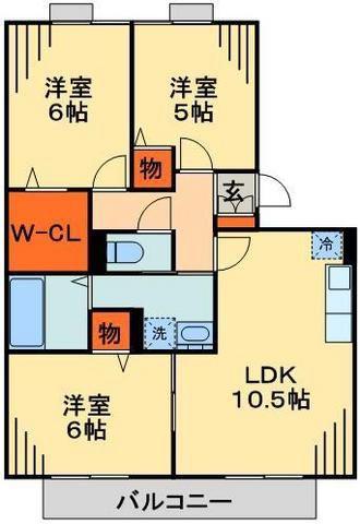 ロイヤルクレッセント西登戸(3LDK/2階)の間取り写真
