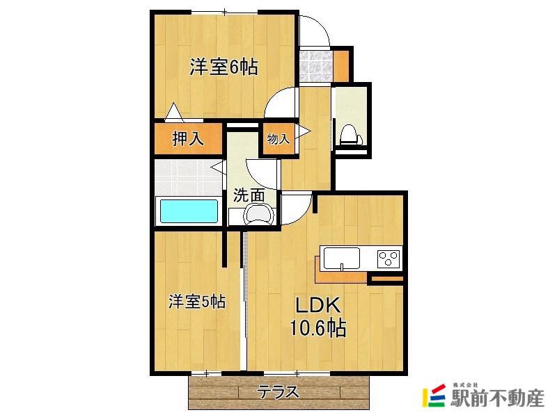 ラディアント B棟(2LDK/1階)の間取り写真