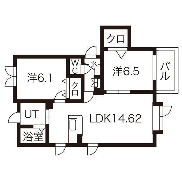 ソレアードA(2LDK/1階)の間取り写真